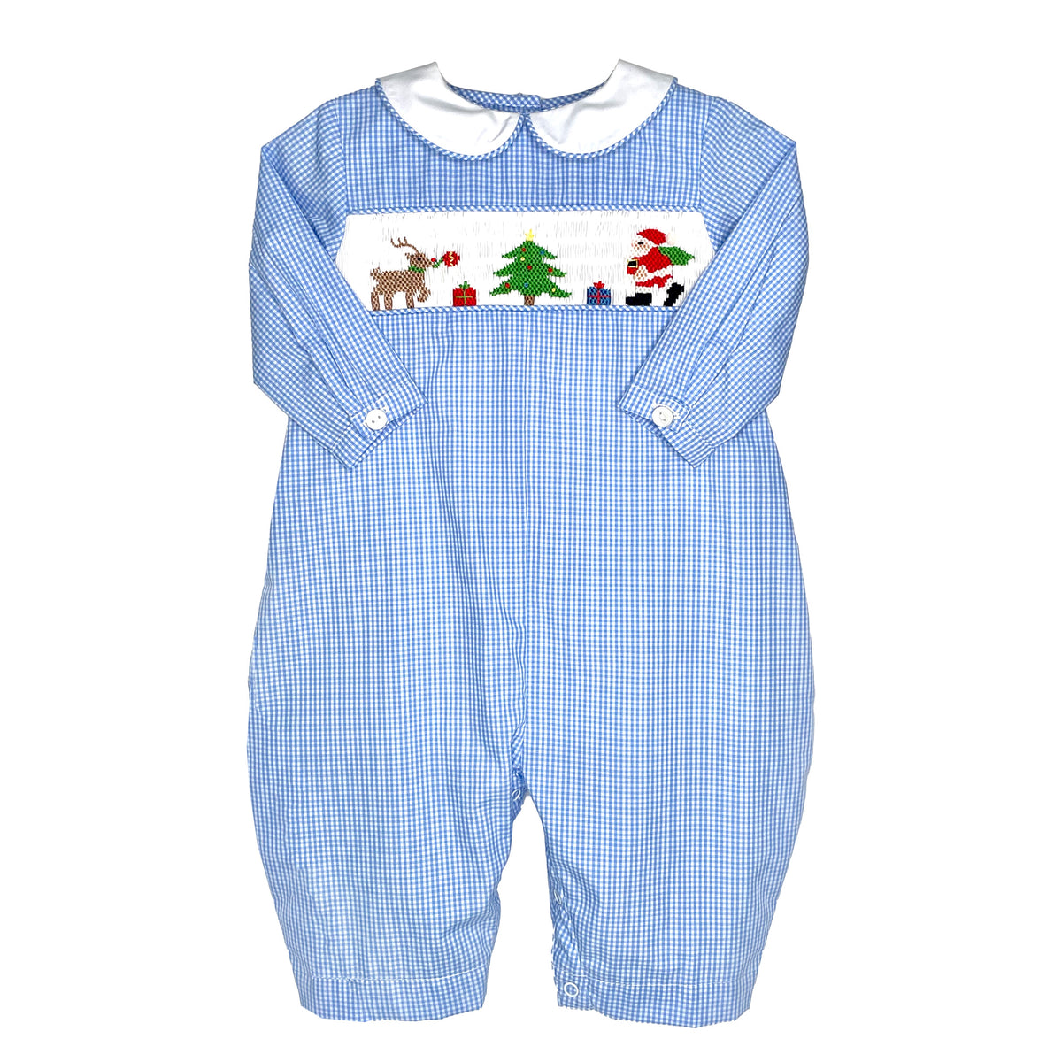 Blue Gingham Christmas Smock Longall